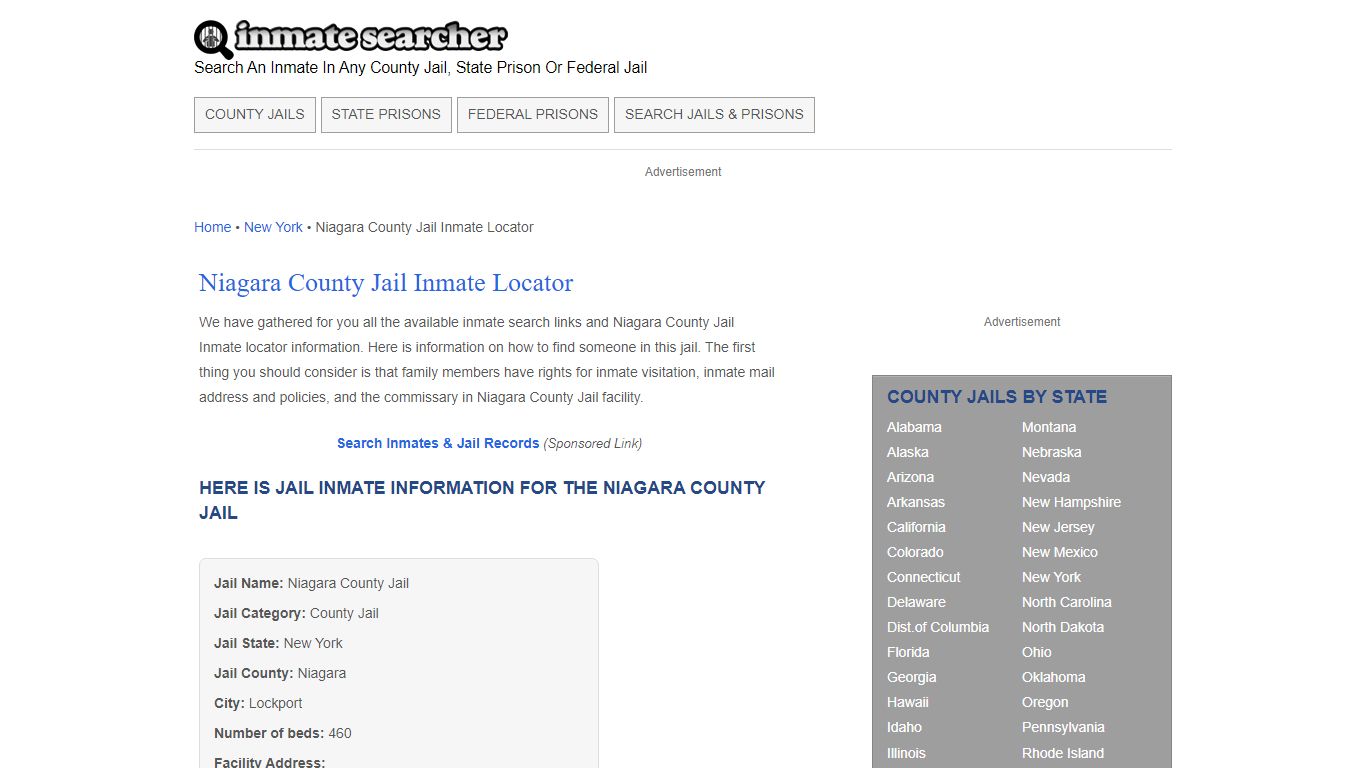 Niagara County Jail Inmate Locator - Inmate Searcher